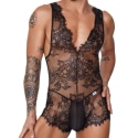 CandyMan Lace Bodysuit - Black