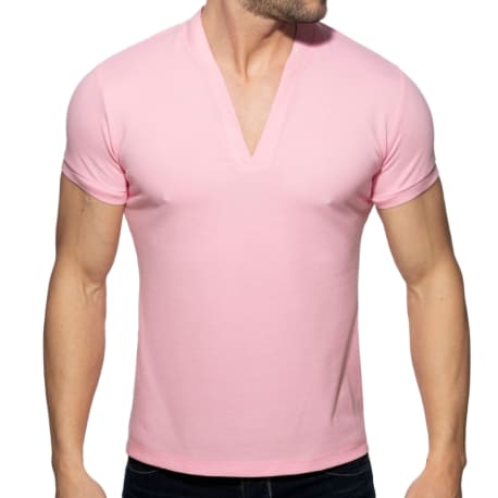 Addicted AD V-Neck Polo Shirt - Pink