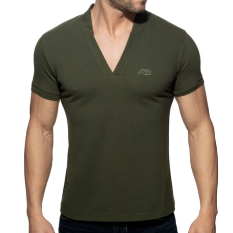 Addicted AD V-Neck Polo Shirt - Khaki