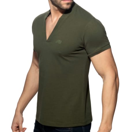 Addicted AD V-Neck Polo Shirt - Khaki