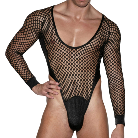 Omohonia Cupido Mesh Thong Bodysuit - Black