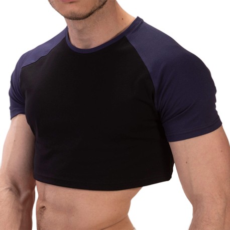 Barcode T-Shirt Crop Coton Alva Noir - Bleu Marine