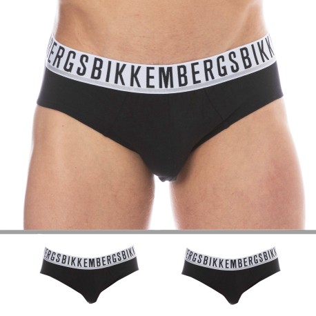 Bikkembergs Lot de 2 Slips Essential Coton Noirs