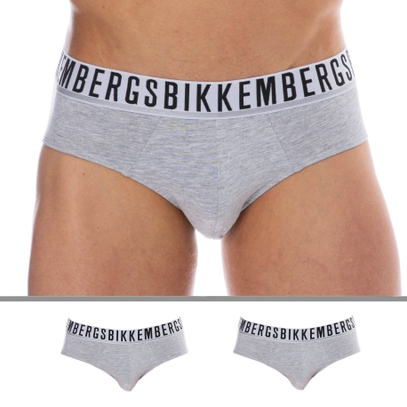 Bikkembergs 2-Pack Essential Cotton Briefs - Heather Grey