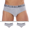 Bikkembergs Lot de 2 Slips Essential Coton Gris Chiné