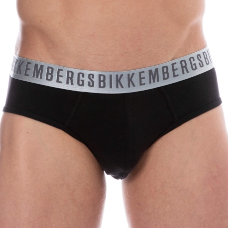 Bikkembergs 2-Pack Silver Cotton Briefs - Black