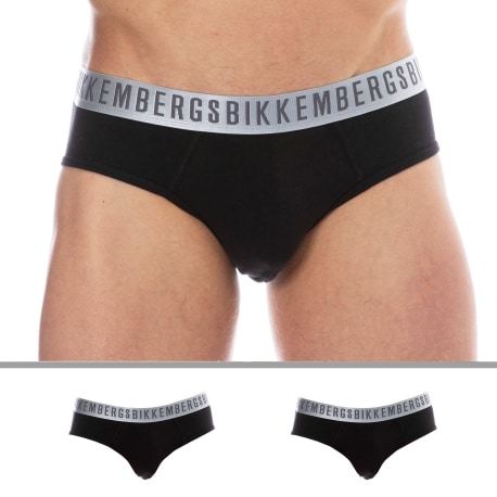 Bikkembergs 2-Pack Silver Cotton Briefs - Black