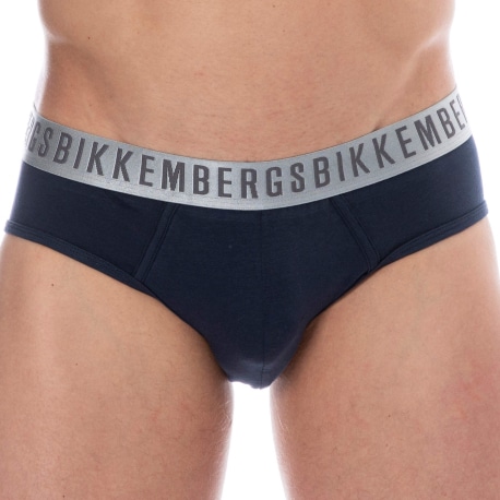 Bikkembergs 2-Pack Silver Cotton Briefs - Navy