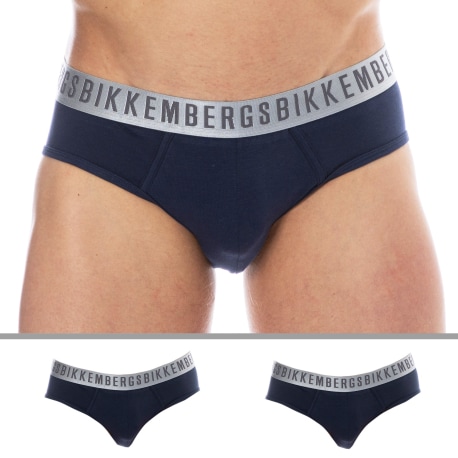 Bikkembergs 2-Pack Silver Cotton Briefs - Navy