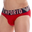 Emporio Armani Megalogo Cotton Briefs - Red