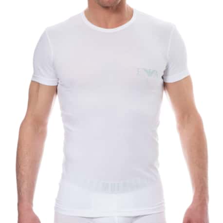 Emporio Armani Bold Monogram Cotton T-Shirt - White - Green