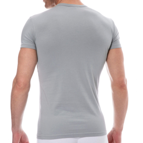 Emporio Armani T-Shirt Bold Monogram Coton Gris Pierre - Blanc