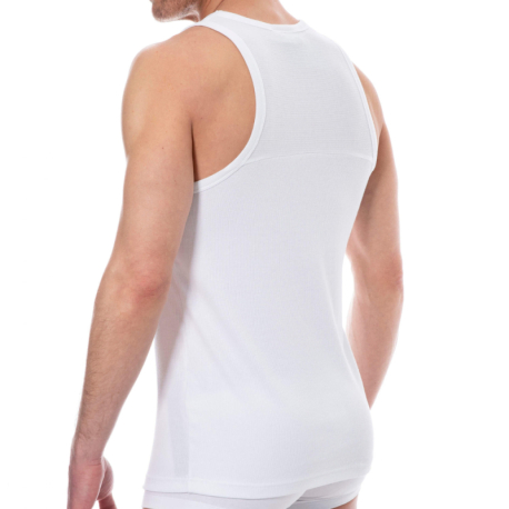 Emporio Armani Débardeur Ribbed Stretch Cotton Blanc