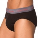 Calvin Klein Lot de 3 Slips Cotton Stretch Noirs - Ceinture Couleur