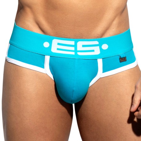 ES Collection Double Side Cotton Briefs - Turquoise - White