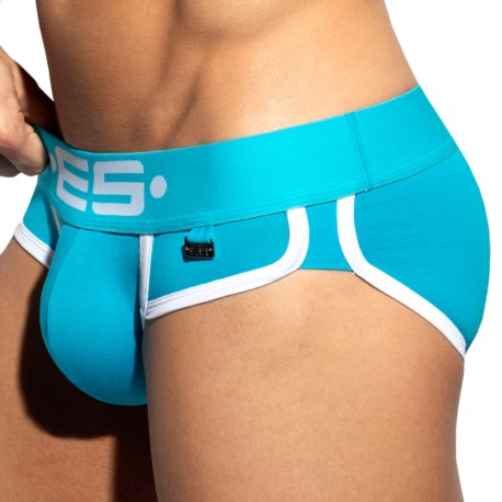 ES Collection Double Side Cotton Briefs - Turquoise - White
