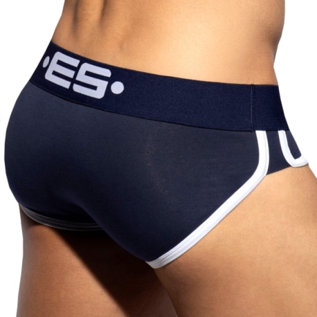 ES Collection Double Side Cotton Briefs - Navy - White