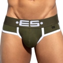 ES Collection Double Side Cotton Briefs - Khaki - White