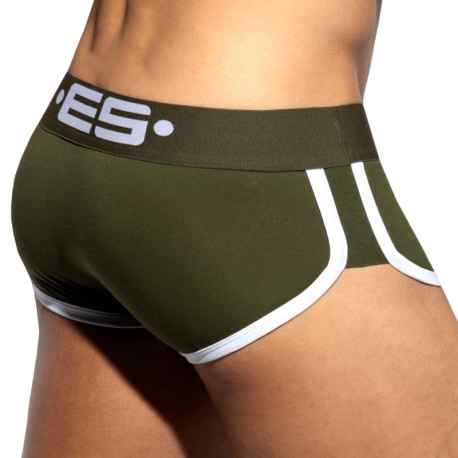 ES Collection Double Side Cotton Trunks - Khaki - White