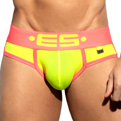 ES Collection Double Side Microfiber Briefs - Neon Yellow