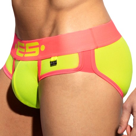 ES Collection Double Side Microfiber Briefs - Neon Yellow