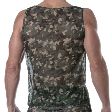 TOF Paris See Through Mesh Tank Top - Camouflage