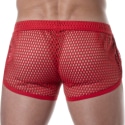 TOF Paris See Through Mesh Mini Shorts - Red