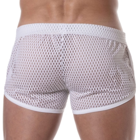 TOF Paris See Through Mesh Mini Shorts - White