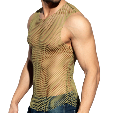 ES Collection Beachy Net Tank Top - Khaki