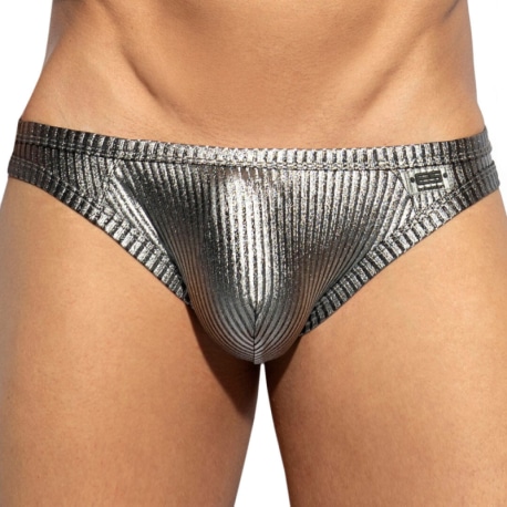 ES Collection Art Deco Metallic Briefs - Silver