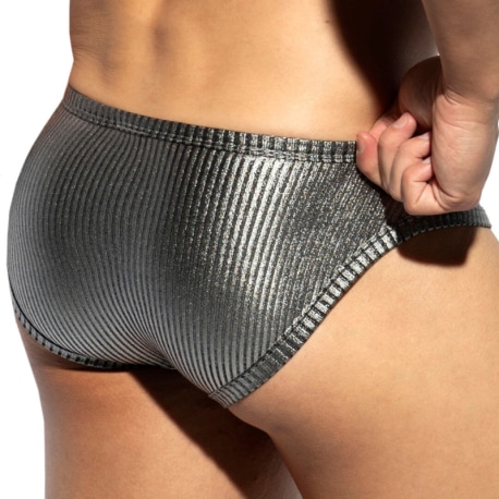 ES Collection Art Deco Metallic Briefs - Silver