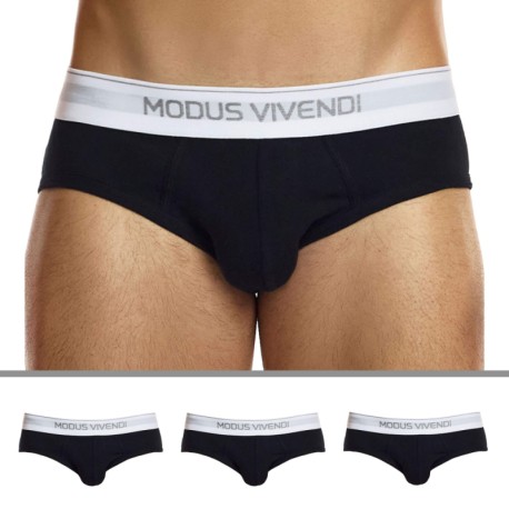Modus Vivendi 3-Pack Staple Cotton Briefs - Black