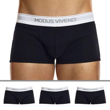 Modus Vivendi 3-Pack Staple Cotton Boxer Briefs - Black