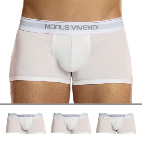 Modus Vivendi 3-Pack Staple Cotton Boxer Briefs - White