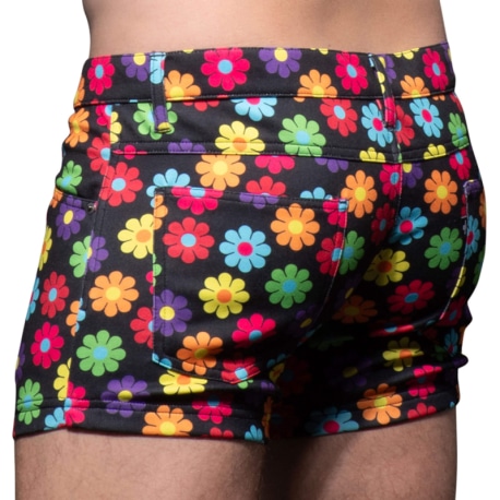 Andrew Christian Flower Power Skinny Stretch Jean Shorts