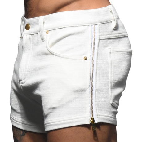 Andrew Christian Skinny Stretch Zip Shorts - White