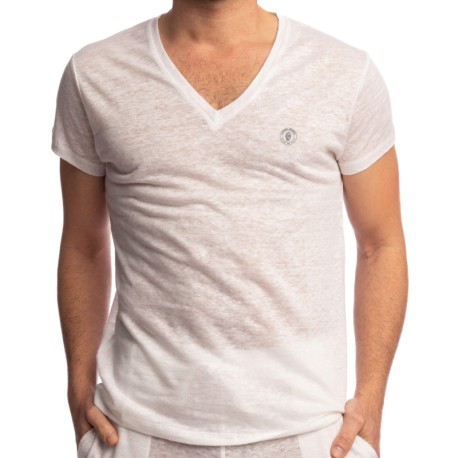 L'Homme invisible T-Shirt Col V Nieuport Blanc