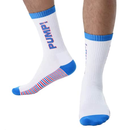 Pump! Velocity Crew Socks - White - Blue