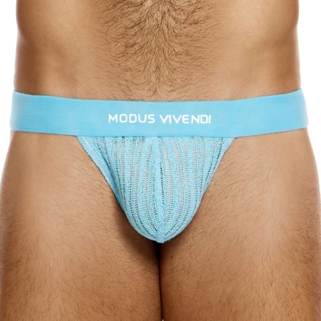 Modus Vivendi Striped Crochet Thong - Light Blue