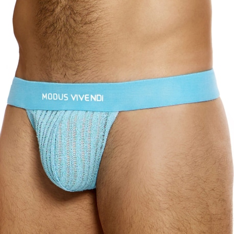 Modus Vivendi Striped Crochet Thong - Light Blue