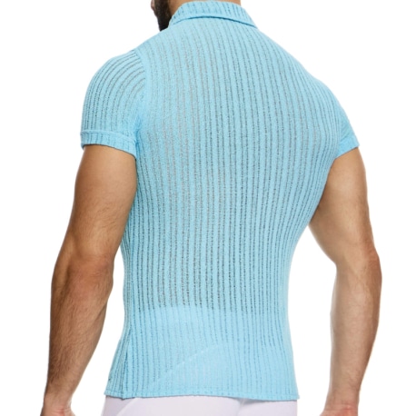 Modus Vivendi Chemise Striped Crochet Bleu Clair