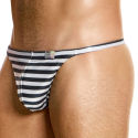 Modus Vivendi Laminated Swim Thong - Black - White Stripe