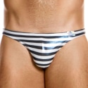 Modus Vivendi Slip de Bain Low Cut Laminated Rayé Noir - Blanc