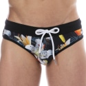 SKU Tropical Summer Swim Briefs - Black