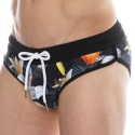 SKU Tropical Summer Swim Briefs - Black