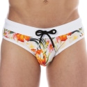 SKU Tropical Summer Swim Briefs - White