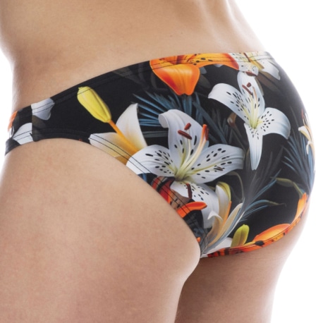 SKU Tropical Summer Bikini Swim Briefs - Black