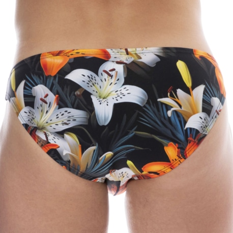 SKU Tropical Summer Bikini Swim Briefs - Black