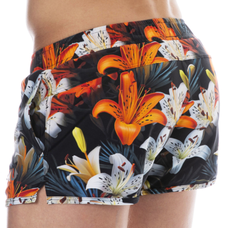 SKU Tropical Summer Swim Shorts - Black