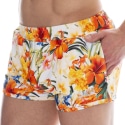 SKU Tropical Summer Swim Shorts - White